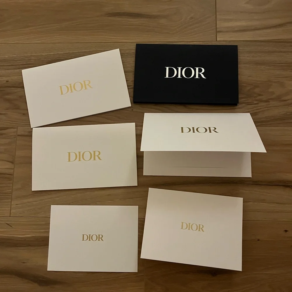 5 Classic Navy & White Gold Christian Dior Envelopes Set Gift Stationary Card